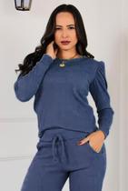 Conjunto feminino blusa manga princesa e calça com bolsos Conjunto feminino blusa manga princesa e calça com bolsos