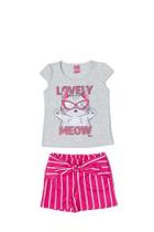 Conjunto feminino Blusa meia malha e Short Ribana sublimado 11619.2