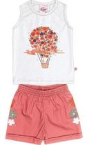 Conjunto Feminino Blusinha C/Shorts bordado flor Nº 1 Ao 3