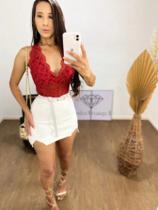 Conjunto Feminino Body Renda Guipir e Short Saia Bengaline Conjunto Feminino Body Renda Guipir e Short Saia Bengaline