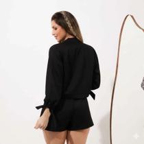 Conjunto Feminino Bomber Shorts Saia Jaquetinha Nova Coleção Tamanho:MCor:Preto