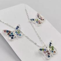 Conjunto Feminino Borboleta Zircônia Colorido PRI Style Folheado A Prata Antialérgico - BGPRI0019 P Conjunto Feminino Borboleta Zircônia Colorido PRI Style Folheado A Prata Antialérgico - BGPRI0019 P