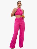Conjunto Feminino Calça Cropped Frente Única Amarração Pantalona Conjunto Feminino Calça Cropped Frente Única Amarração Pantalona