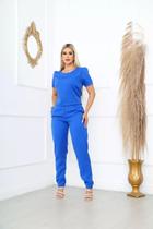 Conjunto Feminino Calça E Blusa Alfaiataria Social Trabalho - AZUL Conjunto Feminino Calça E Blusa Alfaiataria Social Trabalho - AZUL