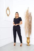Conjunto Feminino Calça E Blusa Alfaiataria Social Trabalho PRETO