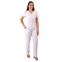 Conjunto feminino calça e blusa gabardine branco m/princesa Blanco Raro Conjunto feminino calça e blusa gabardine branco m/princesa Blanco Raro