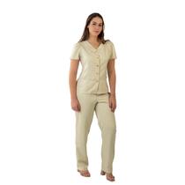 Conjunto feminino calça e blusa gabardine nude m/princesa Blanco Raro Conjunto feminino calça e blusa gabardine nude m/princesa Blanco Raro