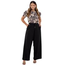 Conjunto Feminino Calça E Blusa Manga Curta Casual Elegante Conjunto Feminino Calça E Blusa Manga Curta Casual Elegante