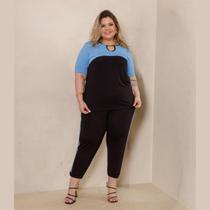 Conjunto Feminino Calça E Blusa Manga Curta Plus Size Conjunto Feminino Calça E Blusa Manga Curta Plus Size