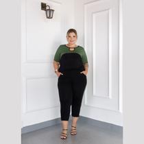 Conjunto Feminino Calça E Blusa Manga Curta Plus Size
