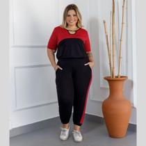 Conjunto Feminino Calça E Blusa Manga Curta Plus Size Conjunto Feminino Calça E Blusa Manga Curta Plus Size