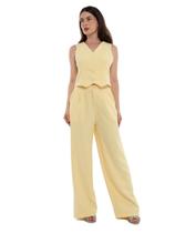 Conjunto Feminino Calça e Colete Alfaiataria, Poliéster com Elastano, Tamanhos P a GG - Con-0064