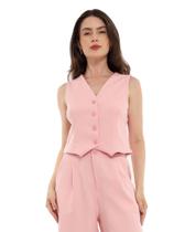 Conjunto Feminino Calça e Colete Alfaiataria, Poliéster com Elastano, Tamanhos P a GG - Con-0064 Conjunto Feminino Calça e Colete Alfaiataria, Poliéster com Elastano, Tamanhos P a GG - Con-0064