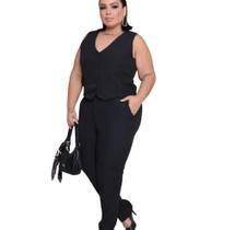 Conjunto Feminino Calça e Colete De Alfaiataria Plus Size Curvy