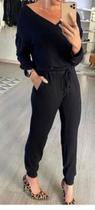 Conjunto feminino calça jogger e blusa manga longa confy preta - DINEIA CINTRA