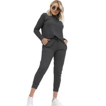 Conjunto Feminino Calça Jogger e Blusa manga Longa Inverno Malha Gisele Freitas