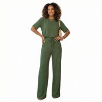 Conjunto Feminino Calça Pantalona Clássico Confortável Moletinho