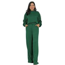 Conjunto Feminino Calça Pantalona E Blusa Inverno Quente Lanzinha Confortável Social Elegante Moderno
