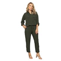 Conjunto Feminino Camisa Comfort e Calça Com Elástico Elegante Tendência Outono Inverno Conjunto Feminino Camisa Comfort e Calça Com Elástico Elegante Tendência Outono Inverno