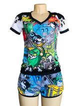 Conjunto Feminino Camiseta/Short Tia Patinhas Irmãs Metralha Conjunto Feminino Camiseta/Short Tia Patinhas Irmãs Metralha