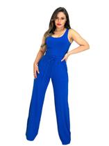 Conjunto Feminino Canelado Regata Cropped Alongado e Calça Pantalona