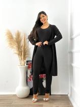 Conjunto Feminino Cardigan Preto Luxo