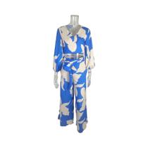 Conjunto Feminino Casual De Verão Em Duas Peças Com Decote Em V, Top Cropped E Calças De Cintura