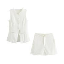 Conjunto Feminino Casual Verão 2024 - Shorts e Colete Traf
