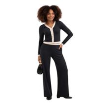 Conjunto Feminino Cativa Canelado Blusa e Calça