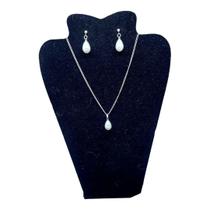 Conjunto Feminino CHOKER Colar Brinco Aço Inox Pérola GOTA Conjunto Feminino CHOKER Colar Brinco Aço Inox Pérola GOTA