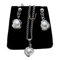 Conjunto Feminino CHOKER Colar Brinco Aço Inox Pérola Conjunto Feminino CHOKER Colar Brinco Aço Inox Pérola