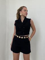 Conjunto Feminino Colete Cropped e Short Cenoura Social Marina