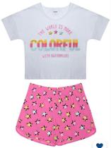 Conjunto feminino colorful branco