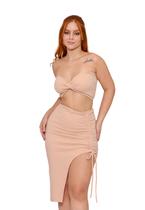 Conjunto Feminino Com Bojo Top Chuzado Com Saia Com Abertura