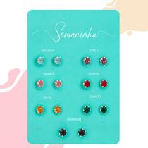 Conjunto Feminino Com Sete Pares De Brincos Prateados Ponto De Luz Conjunto Feminino Com Sete Pares De Brincos Prateados Ponto De Luz