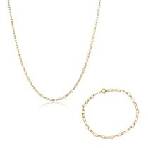 Conjunto Feminino Corrente e Pulseira Portuguesa Em Ouro 18k 40 cm