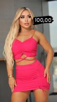 Conjunto feminino cropd tecido malha esponja tamanho m cor pink