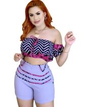 Conjunto Feminino Cropped Ciganinha Faixa Short Roupas Feminina Conjunto Feminino Cropped Ciganinha Faixa Short Roupas Feminina