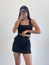 Conjunto Feminino Cropped e Short Saia de Alfaiataria Ellen