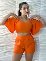 Conjunto Feminino Cropped Manga Soltinha Natal Moda Gringa Conjunto Feminino Cropped Manga Soltinha Natal Moda Gringa