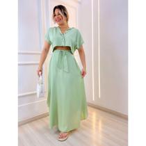 Conjunto Feminino Dandara Cropped e Saia Longa Gode Cinto Conjunto Feminino Dandara Cropped e Saia Longa Gode Cinto