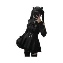 Conjunto Feminino Dark Femme Lolita: Top De Renda E Saia Com Cintura Marcada, Estilo Gótico Baddie