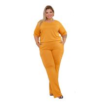 Conjunto Feminino Day Calça Reta Blusa Manga Curta Plus Size Conjunto Feminino Day Calça Reta Blusa Manga Curta Plus Size