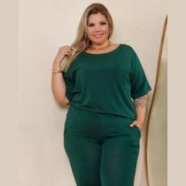 Conjunto Feminino Day Calça Reta Blusa Manga Curta Plus Size