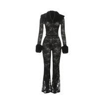 Conjunto Feminino De 2 Peças Em Jacquard De Pele Com Jaqueta De Botão Único E Calça Flare Para Conjunto Feminino De 2 Peças Em Jacquard De Pele Com Jaqueta De Botão Único E Calça Flare Para