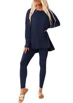 Conjunto Feminino de 2 Peças para Lazer PRETTYGARDEN Azul Marinho G Conjunto Feminino de 2 Peças para Lazer PRETTYGARDEN Azul Marinho G