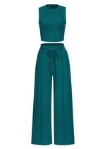 Conjunto Feminino de 2 Peças para Lazer PRETTYGARDEN Azul Verde G