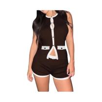 Conjunto Feminino De 2 Peças Sem Mangas Com Detalhes Em Patchwork, Shorts Elásticos, Roupas Casuais