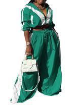 Conjunto feminino de 2 peças Track Suits Angsuttc listrado verde GG Conjunto feminino de 2 peças Track Suits Angsuttc listrado verde GG