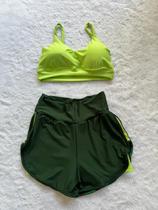Conjunto Feminino de Academia Short duplo e Top bojo Fitness